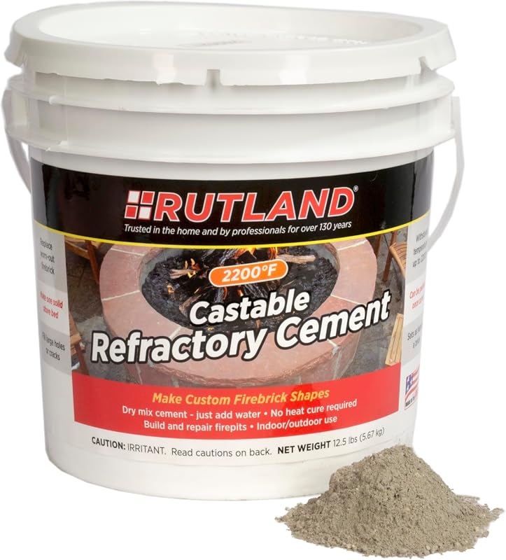 Rutland Castable Refractory Cement 12.5 lb, High Temp Fireplace and Wo