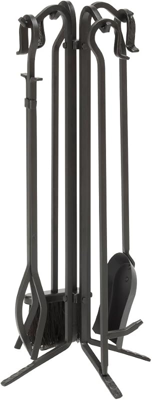UniFlame 5-Piece Black Wrought Iron Fireplace Tool Set