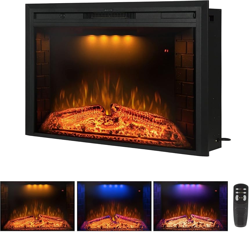 36-Inch Electric Fireplace Heater Insert