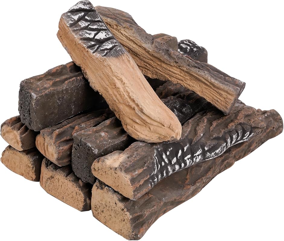 Skyflame 10 Piece Set of Large Ceramic Logs