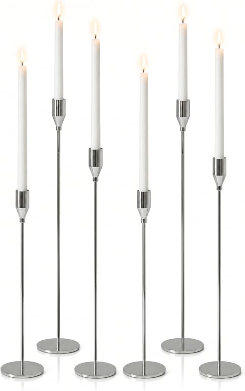 Chrome Taper Candle Holder Set