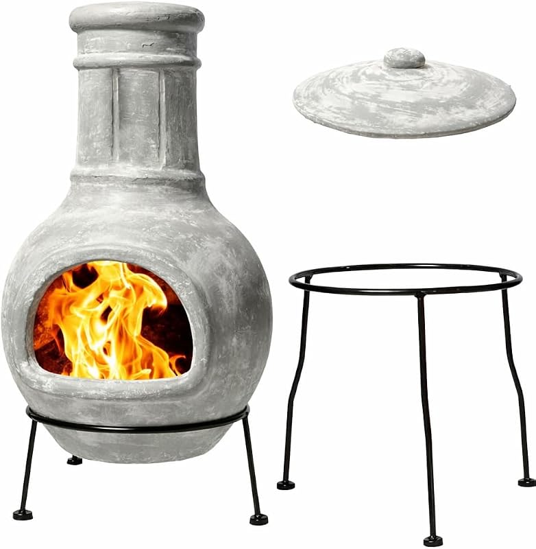 Grey Clay Chiminea