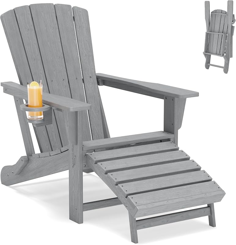 HDPE Folding Adirondack Chair with Ottoman